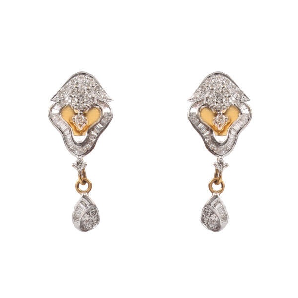 Heart Drop Diamond Earrings in Pure Gold - Image 3