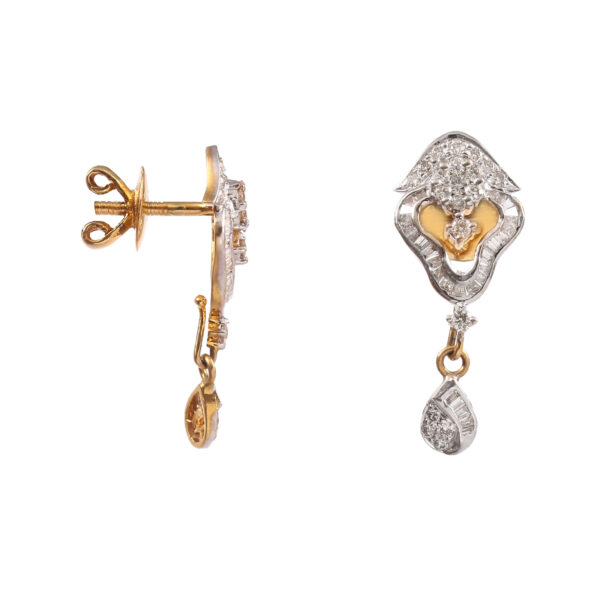 Heart Drop Diamond Earrings in Pure Gold - Image 4