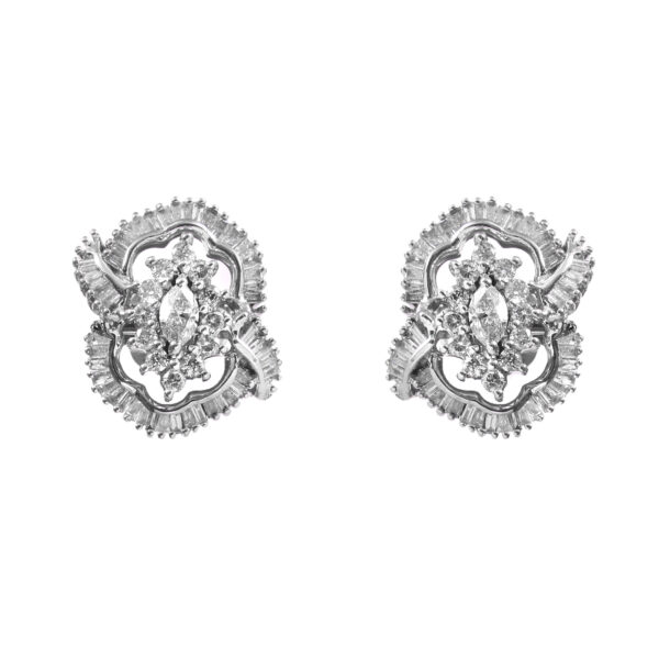 Classic White Gold Diamond Halo Earrings - Image 3