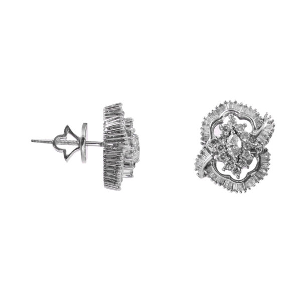 Classic White Gold Diamond Halo Earrings - Image 4
