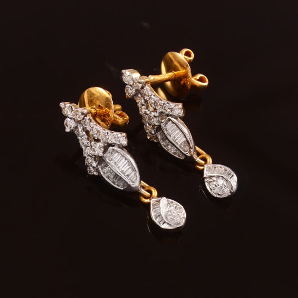 Royal Drop Diamond Earrings in Pure Gold