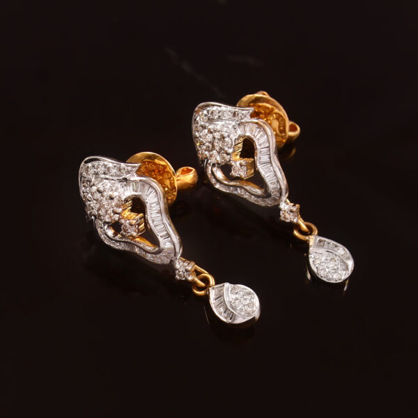 Heart Drop Diamond Earrings in Pure Gold