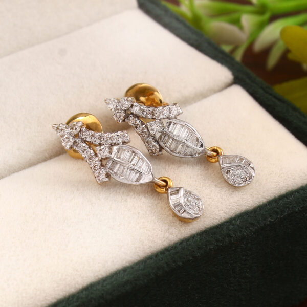 Royal Drop Diamond Earrings in Pure Gold - Image 2