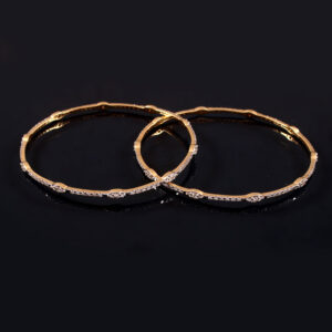 GraceLine Diamond-Studded Gold Bangles (Pair)