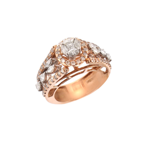 Blossom Vine Rose Gold & Diamond Designer Ring - Image 2