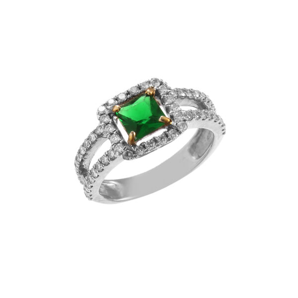 Emerald Envy Halo Ring with Green Gemstone & Diamonds - Image 2