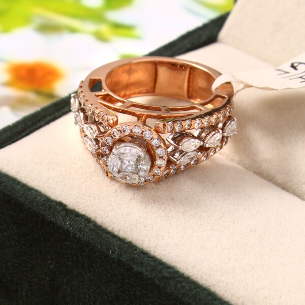 Blossom Vine Rose Gold & Diamond Designer Ring - Image 3