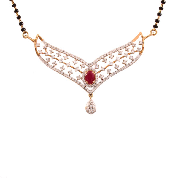 Royal Ruby Diamond Mangalsutra in Pure Gold - Image 3