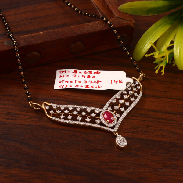 Royal Ruby Diamond Mangalsutra in Pure Gold - Image 2