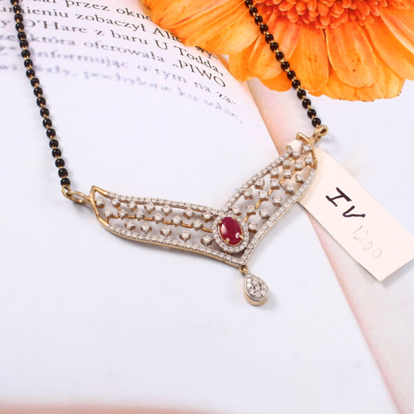 Royal Ruby Diamond Mangalsutra in Pure Gold - Image 4