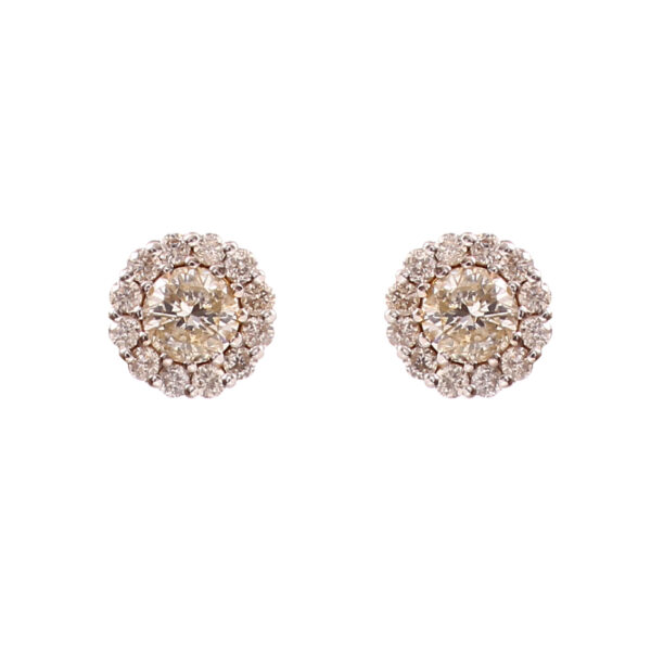 Elegant Round Halo Diamond Stud Earrings – Gold Screw-Back - Image 4