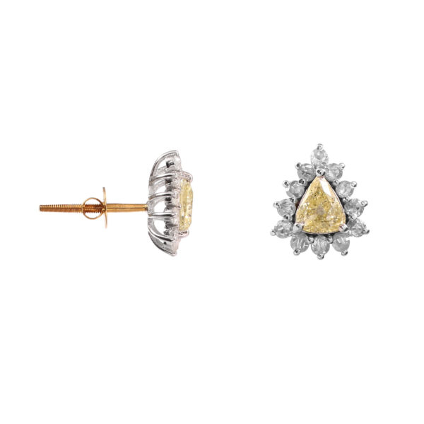Royal Pear-Cut Yellow Diamond Earrings – Gold & White Finish - Image 4