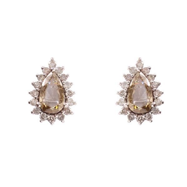Peach Teardrop Diamond Earrings – Dual Tone Luxury Design - Image 2