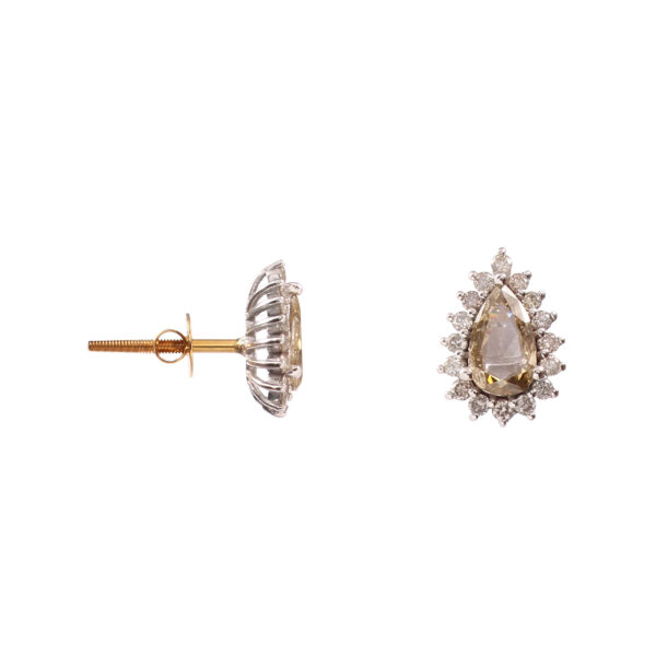 Peach Teardrop Diamond Earrings – Dual Tone Luxury Design - Image 3
