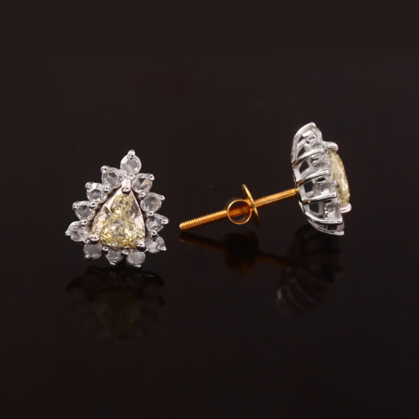 Royal Pear-Cut Yellow Diamond Earrings – Gold & White Finish