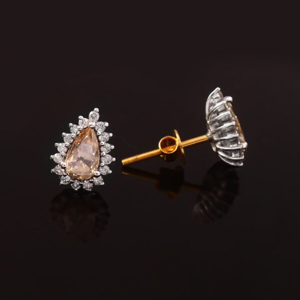 Peach Teardrop Diamond Earrings – Dual Tone Luxury Design