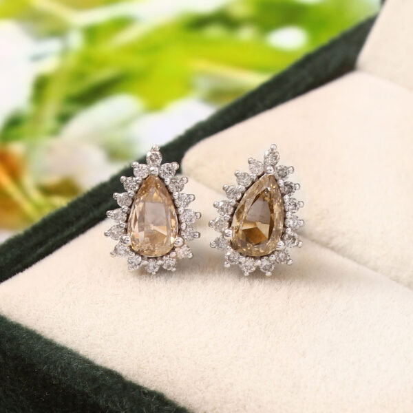 Peach Teardrop Diamond Earrings – Dual Tone Luxury Design - Image 4